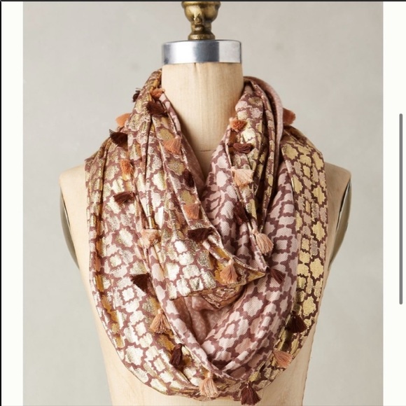 Anthropologie Accessories - NWT Anthropologie Gold Peach Giza Infinity Scarf